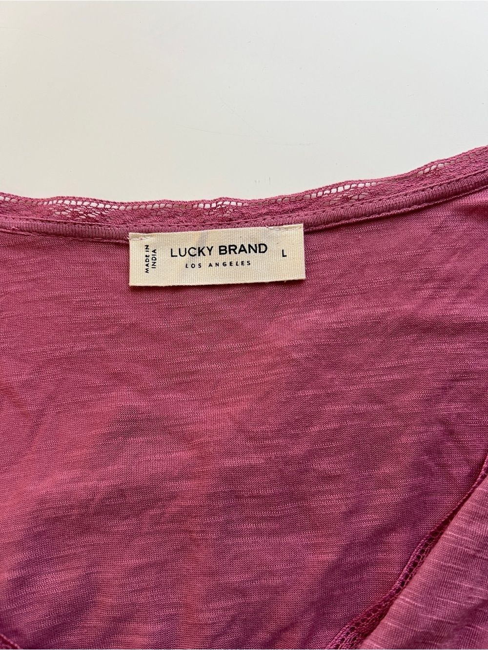 NWT Lucky Brand Casual Ruffle Button Front V Neck Top Dusty Rose Crop Shirt - Picture 4 of 7